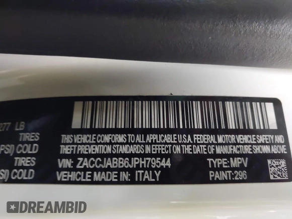2018 Jeep Renegade Altitude z VIN ZACCJABB6JPH79544, wystawiony jako IAAI lot #41742928 z przebiegiem 59 540 mil mil oraz . Historia ofert i sprzedaży dostępna na DreamBid. Obrazek 9.