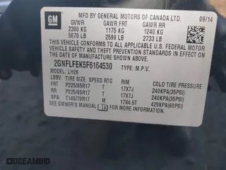 2015 Chevrolet Equinox LT with VIN 2GNFLFEK5F6164530, listed as a IAAI auction lot 41820412 with 135,863 mi miles. Bid and sale history available at carsss.com. Image 9.