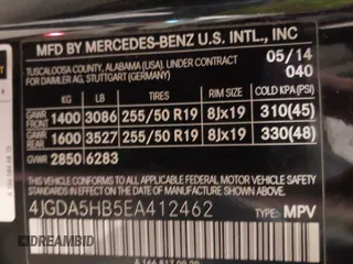 2014 Mercedes-Benz M 350 with VIN 4JGDA5HB5EA412462, listed as a IAAI auction lot 41328771 with 160,856 mi miles and . Bid and sale history available at carsss.com. Image 9.