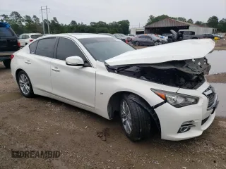 2014 Infiniti Q50 Premium with VIN JN1BV7AP1EM693338, listed as a Copart auction lot 58061545 with 97,290 mi miles and Salvage title. Bid and sale history available at DreamBid. Image 4.