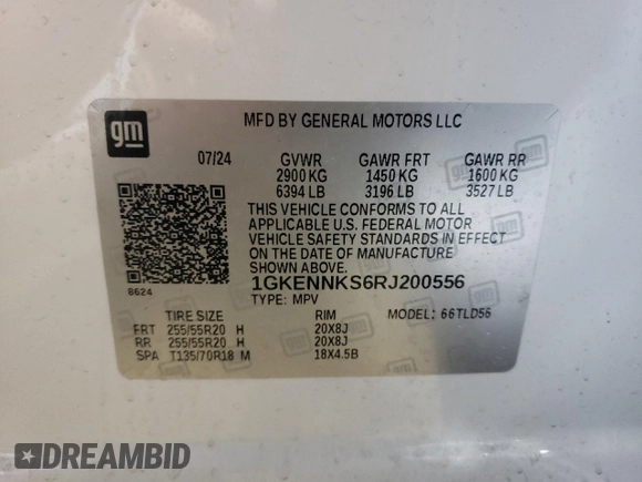 2024 GMC Acadia AWD Elevation z VIN 1GKENNKS6RJ200556, wystawiony jako Copart lot #85957484 z przebiegiem 18 199 mil mil oraz Czysty tytuł • Clean title. Historia ofert i sprzedaży dostępna na DreamBid. Obrazek 13.