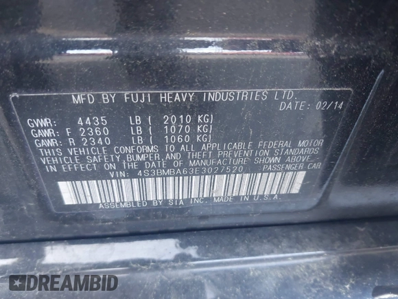 2014 Subaru Legacy 2.5i z VIN 4S3BMBA63E3027520, wystawiony jako IAAI lot #42358893 z przebiegiem 115 209 mil mil oraz . Historia ofert i sprzedaży dostępna na DreamBid. Obrazek 9.