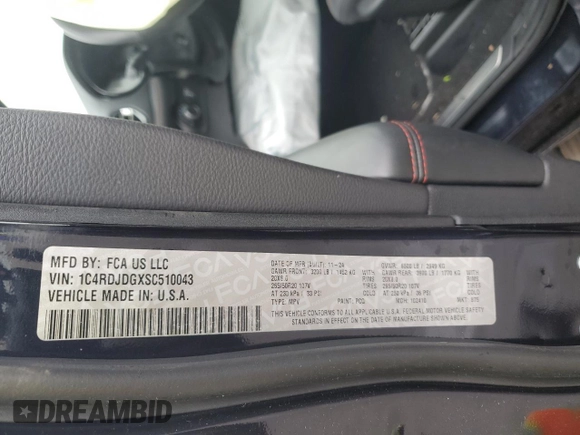 2025 Dodge Durango GT Plus with VIN 1C4RDJDGXSC510043, listed as a Copart auction lot 51793645 with 1,049 mi miles and Salvage title. Bid and sale history available at DreamBid. Image 13.