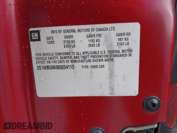 2006 Chevrolet Impala LS with VIN 2G1WB58K069254113, listed as a IAAI auction lot 41934151 with Not Provided miles and . Bid and sale history available at DreamBid. Image 9.