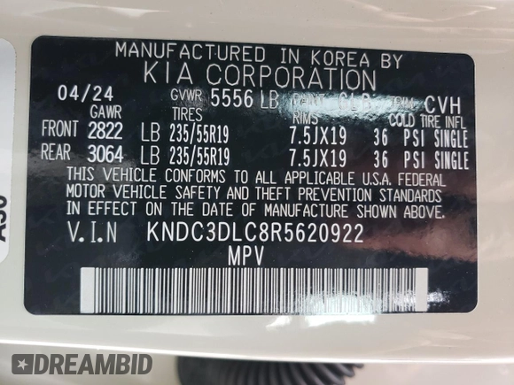 2024 Kia EV6 Light Long Range with VIN KNDC3DLC8R5620922, listed as a Copart auction lot 68384794 with 418 mi miles and Salvage Title. Bid and sale history available at carsss.com. Image 13.