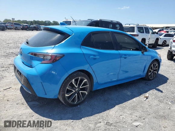 2019 Toyota Corolla Hatchback SE with VIN JTNK4RBE3K3035025, listed as a Copart auction lot 67957734 with 187,684 mi miles and Salvage Title. Bid and sale history available at carsss.com. Image 3.