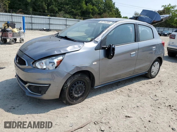 2019 Mitsubishi Mirage ES z VIN ML32A3HJ3KH005396, wystawiony jako Copart lot #59744395 z przebiegiem 88 848 mil mil oraz Szkoda całkowita • Salvage title. Historia ofert i sprzedaży dostępna na DreamBid. Obrazek 1.