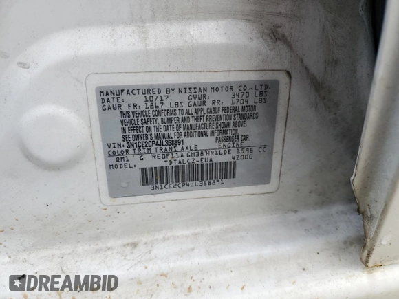 2018 Nissan Note SV with VIN 3N1CE2CP4JL358891, listed as a Copart auction lot 54234065 with 153,652 mi miles and Clean Title. Bid and sale history available at DreamBid. Image 12.