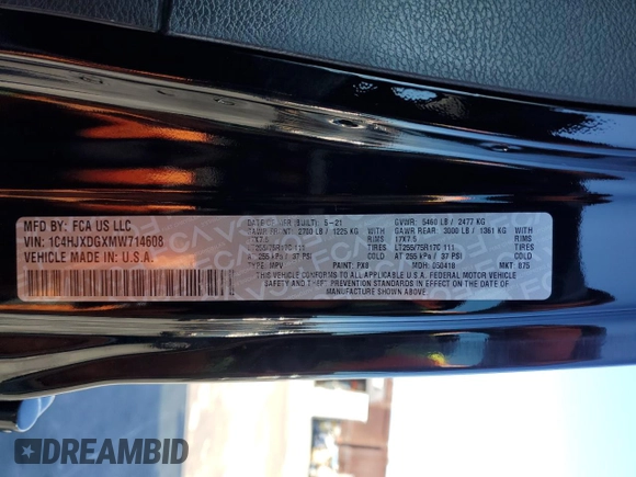 2021 Jeep Wrangler Unlimited Willys with VIN 1C4HJXDGXMW714608, listed as a Copart auction lot 47487375 with 20,260 mi miles and Clean title. Bid and sale history available at DreamBid. Image 15.