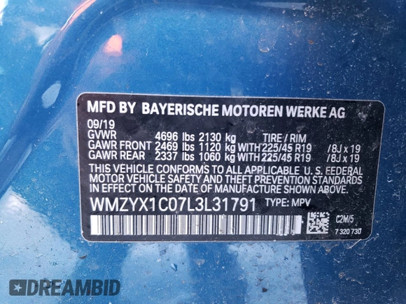 2020 MINI Countryman Cooper S с VIN WMZYX1C07L3L31791, выставлен на аукционе Copart как лот 43208355 с пробегом 32 725 миль миль и Списание • Salvage title. История ставок и продаж доступна на DreamBid. Изображение 12.