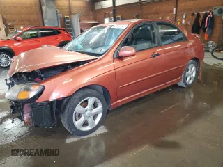 2009 Kia Spectra LX with VIN KNAFE222X95026835, listed as a Copart auction lot 49629745 with Not Provided miles and Salvage Title. Bid and sale history available at carsss.com. Image 1.