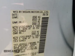 2016 Nissan Titan SL z VIN 1N6BA1F44GN514112, wystawiony jako Copart lot #48790075 z przebiegiem Nie podano mil oraz Szkoda całkowita • Salvage title. Historia ofert i sprzedaży dostępna na DreamBid. Obrazek 12.