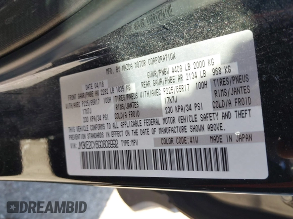 2016 Mazda CX-5 Touring with VIN JM3KE2CY6G0808992, listed as a IAAI auction lot 40969655 with 132,513 mi miles. Bid and sale history available at carsss.com. Image 9.