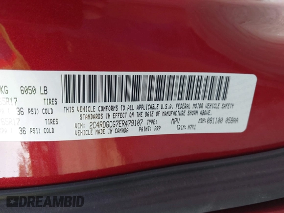 2014 Dodge Grand Caravan SXT z VIN 2C4RDGCG7ER479107, wystawiony jako IAAI lot #42155931 z przebiegiem 174 473 mil mil oraz . Historia ofert i sprzedaży dostępna na DreamBid. Obrazek 9.