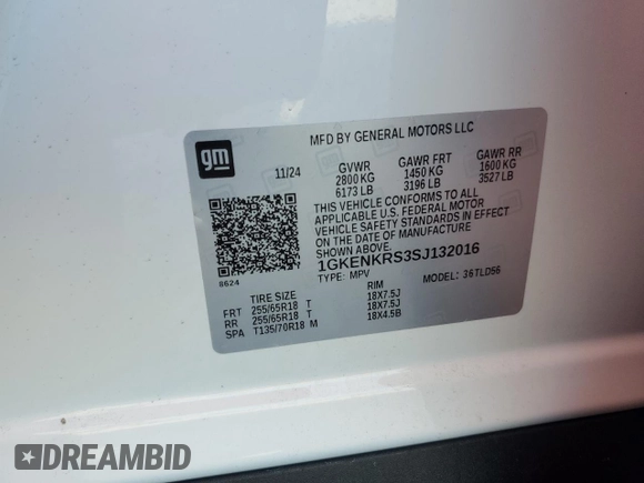 2025 GMC Acadia FWD Elevation z VIN 1GKENKRS3SJ132016, wystawiony jako Copart lot #54262725 z przebiegiem 7 205 mil mil oraz Czysty tytuł • Clean title. Historia ofert i sprzedaży dostępna na DreamBid. Obrazek 14.