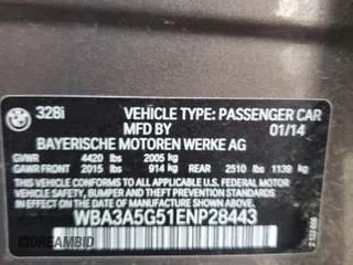 2014 BMW 3 Series 328i with VIN WBA3A5G51ENP28443, listed as a Copart auction lot 42059635 with 113,660 mi miles and Salvage Title. Bid and sale history available at carsss.com. Image 14.