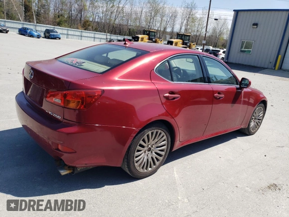 2007 Lexus IS 250 with VIN JTHCK262572010466, listed as a Copart auction lot 54299585 with 182,238 mi miles and Clean Title. Bid and sale history available at carsss.com. Image 3.