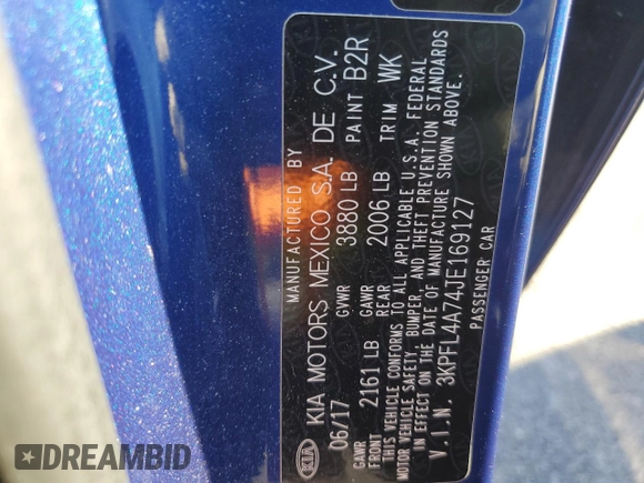 2018 Kia Forte LX with VIN 3KPFL4A74JE169127, listed as a Copart auction lot 88727345 with 46,213 mi miles and Salvage Title. Bid and sale history available at carsss.com. Image 12.