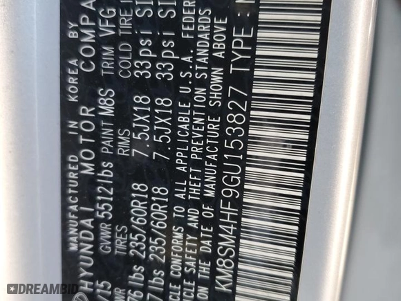 2016 Hyundai Santa Fe SE with VIN KM8SM4HF9GU153827, listed as a Copart auction lot 88301345 with 112,357 mi miles and Salvage Title. Bid and sale history available at carsss.com. Image 14.