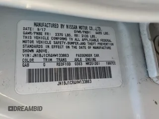 2017 Nissan Rogue SV with VIN JN1BJ1CR4HW133863, listed as a Copart auction lot 62645135 with 66,170 mi miles and Salvage title. Bid and sale history available at DreamBid. Image 13.