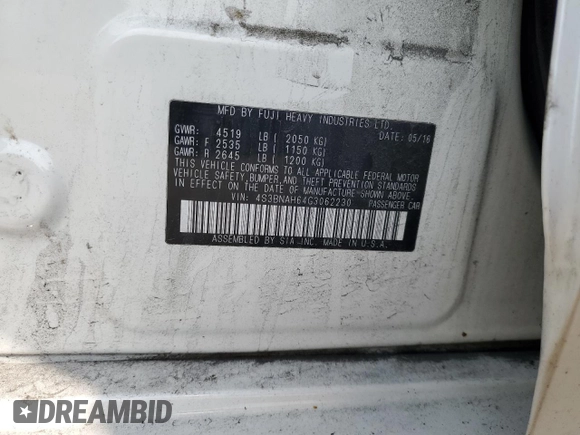 2016 Subaru Legacy Premium z VIN 4S3BNAH64G3062230, wystawiony jako Copart lot #59932715 z przebiegiem 213 090 mil mil oraz Szkoda całkowita • Salvage title. Historia ofert i sprzedaży dostępna na DreamBid. Obrazek 12.