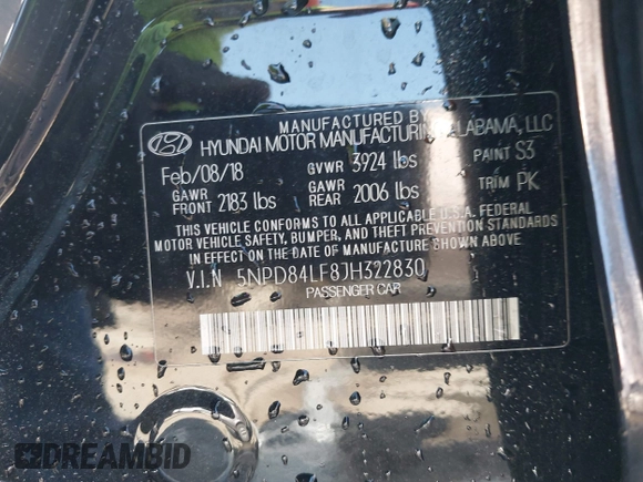 2018 Hyundai Elantra SEL with VIN 5NPD84LF8JH322830, listed as a IAAI auction lot 42119632 with 103,852 mi miles and . Bid and sale history available at DreamBid. Image 9.