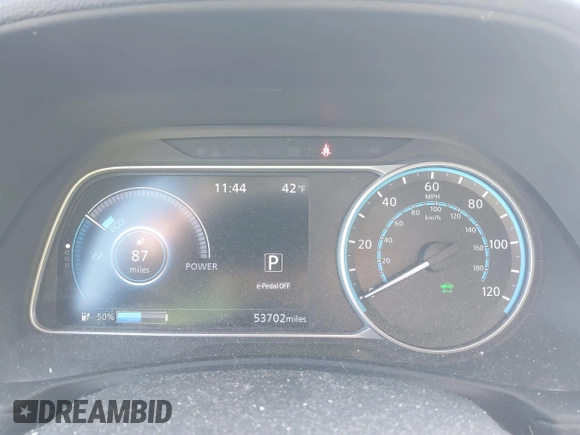 2019 Nissan LEAF SL Plus with VIN 1N4BZ1CP3KC320319, listed as a IAAI auction lot 41467513 with 53,702 mi miles and . Bid and sale history available at DreamBid. Image 7.