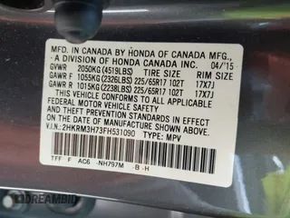 2015 Honda CR-V EX-L with VIN 2HKRM3H73FH531090, listed as a IAAI auction lot 41936657 with 150,253 mi miles and . Bid and sale history available at carsss.com. Image 9.