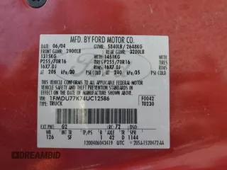 2004 Ford Explorer Sport Trac XLS with VIN 1FMDU77K74UC12586, listed as a Copart auction lot 61240815 with 96,377 mi miles and Salvage title. Bid and sale history available at DreamBid. Image 13.