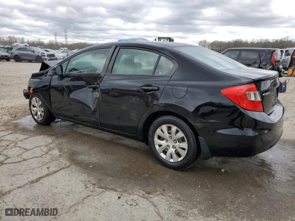 2012 Honda Civic Sdn LX with VIN 19XFB2F52CE084059, listed as a Copart auction lot 49536375 with 0 mi miles and Salvage Title. Bid and sale history available at carsss.com. Image 2.