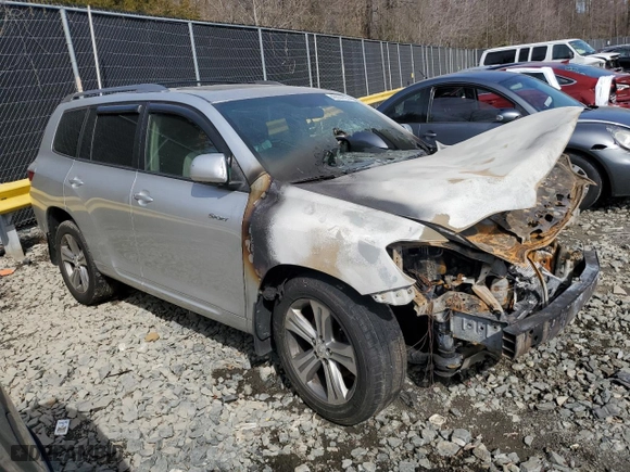 2009 Toyota Highlander Sport with VIN JTEES43A192132256, listed as a Copart auction lot 48554795 with 0 mi miles and Salvage Title. Bid and sale history available at carsss.com. Image 4.