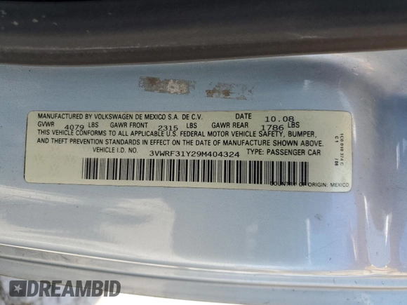2009 Volkswagen Beetle S z VIN 3VWRF31Y29M404324, wystawiony jako Copart lot #58320175 z przebiegiem 140 323 mil mil oraz Szkoda całkowita • Salvage title. Historia ofert i sprzedaży dostępna na DreamBid. Obrazek 13.