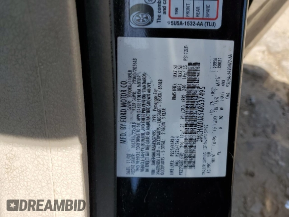 2010 Mercury Milan Premier z VIN 3MEHM0JA5AR637495, wystawiony jako Copart lot #53603975 z przebiegiem 173 013 mil mil oraz Szkoda całkowita • Salvage title. Historia ofert i sprzedaży dostępna na DreamBid. Obrazek 12.