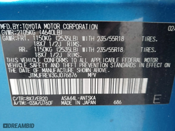 2016 Toyota RAV4 SE with VIN JTMJFREV3GJ076876, listed as a IAAI auction lot 41566899 with 133,216 mi miles. Bid and sale history available at carsss.com. Image 9.
