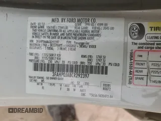 2012 Ford Fusion SEL with VIN 3FAHP0JA8CR292397, listed as a Copart auction lot 48770735 with 166,832 mi miles and Salvage Title. Bid and sale history available at carsss.com. Image 12.