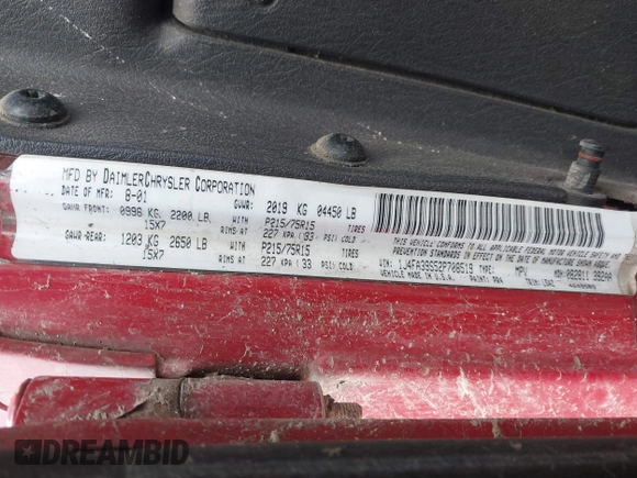 2002 Jeep Wrangler X z VIN 1J4FA39S52P708519, wystawiony jako IAAI lot #41569747 z przebiegiem 219 168 mil mil oraz . Historia ofert i sprzedaży dostępna na DreamBid. Obrazek 9.
