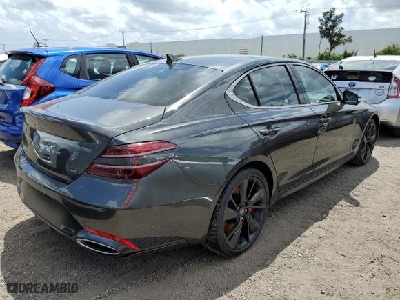 2023 Genesis G70 3.3T with VIN KMTG54TEXPU117927, listed as a Copart auction lot 49095243 with 0 mi miles. Bid and sale history available at carsss.com. Image 3.