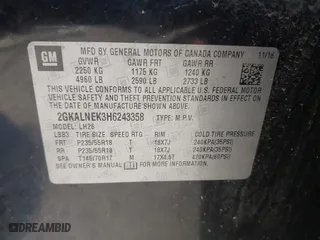 2017 GMC Terrain SLE with VIN 2GKALNEK3H6243358, listed as a IAAI auction lot 41630167 with 164,252 mi miles. Bid and sale history available at carsss.com. Image 9.