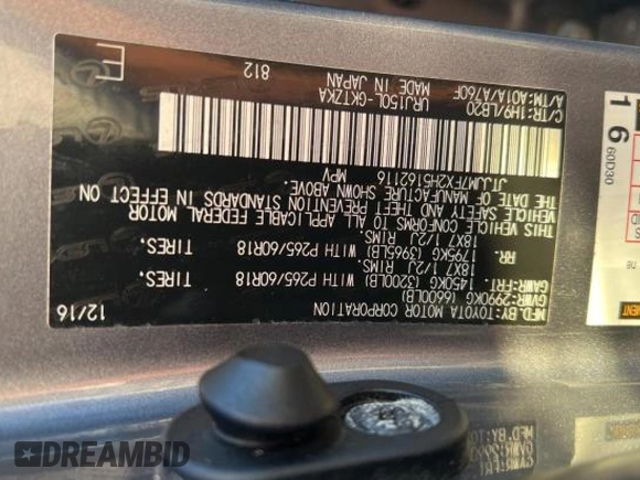 2017 Lexus GX 460 with VIN JTJJM7FX2H5162116, listed as a Copart auction lot 80567644 with 27,308 mi miles and Salvage title. Bid and sale history available at DreamBid. Image 10.