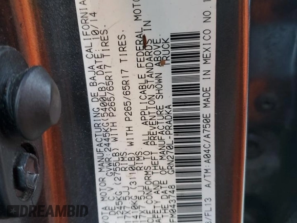 2015 Toyota Tacoma PreRunner with VIN 3TMKU4HN2FM043748, listed as a Copart auction lot 88764915 with 160,731 mi miles and Salvage title. Bid and sale history available at DreamBid. Image 14.
