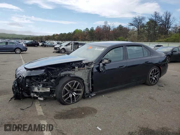 2024 BMW 7 Series 740i xDrive with VIN WBA33EH09RCR24113, listed as a Copart auction lot 56699365 with Not provided miles and Salvage title. Bid and sale history available at DreamBid. Image 1.