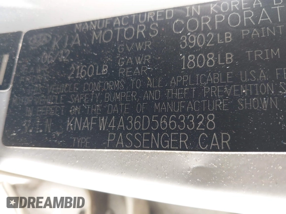 2013 Kia Forte SX with VIN KNAFW4A36D5663328, listed as a IAAI auction lot 41294354 with 172,637 mi miles. Bid and sale history available at carsss.com. Image 9.