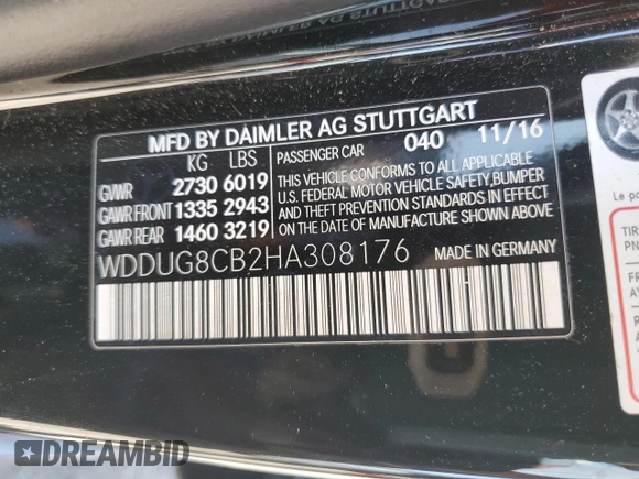 2017 Mercedes-Benz S 550 with VIN WDDUG8CB2HA308176, listed as a Copart auction lot 65225694 with Not Provided miles and Salvage Title. Bid and sale history available at carsss.com. Image 15.