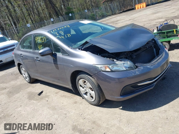 2014 Honda Civic LX with VIN 2HGFB2F50EH513868, listed as a IAAI auction lot 41986283 with 160,391 mi miles and . Bid and sale history available at DreamBid. Image 1.