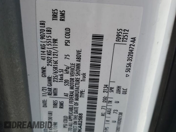 2021 Ford Transit Cargo with VIN 1FTBR1Y85MKA82588, listed as a Copart auction lot 53712195 with 37,431 mi miles and Salvage title. Bid and sale history available at DreamBid. Image 14.