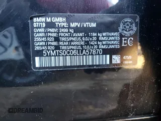 2020 BMW X3 M Competition with VIN 5YMTS0C06LLA57870, listed as a Copart auction lot 88990635 with Not Provided miles and Salvage Title. Bid and sale history available at carsss.com. Image 12.