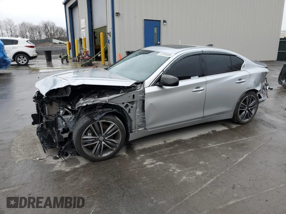 2014 Infiniti Q50 Sport with VIN JN1BV7AR7EM689473, listed as a Copart auction lot 52858085 with 99,395 mi miles and Salvage title. Bid and sale history available at DreamBid. Image 1.