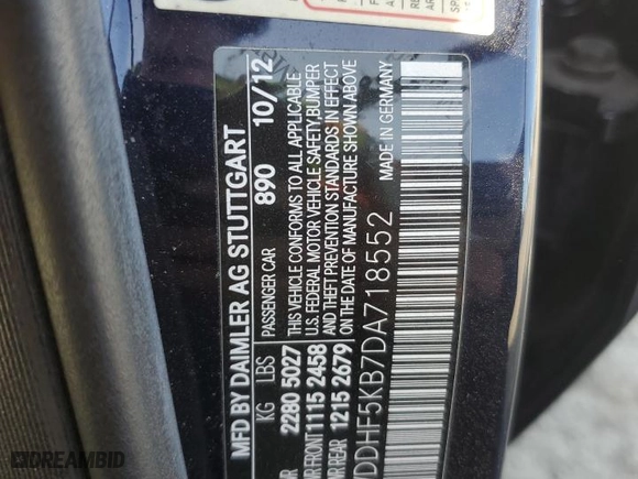 2013 Mercedes-Benz E-Class E 350 Luxury with VIN WDDHF5KB7DA718552, listed as a Copart auction lot 48538795 with 105,295 mi miles and Salvage Title. Bid and sale history available at carsss.com. Image 14.