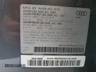 2016 Audi Q5 Premium with VIN WA1C2AFP6GA021919, listed as a Copart auction lot 52882585 with 96,291 mi miles and Clean Title. Bid and sale history available at carsss.com. Image 13.