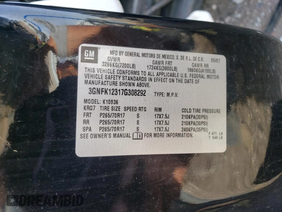 2007 Chevrolet Avalanche LT w/3LT with VIN 3GNFK12317G308292, listed as a Copart auction lot 73364124 with 145,407 mi miles and Salvage Title. Bid and sale history available at carsss.com. Image 12.